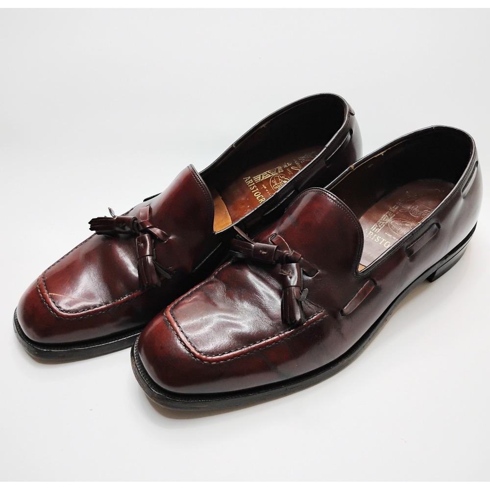 Johnson & Murphy Aristocraft Tassel Leather Loafers Men 11 Dress Shoes Burgundy